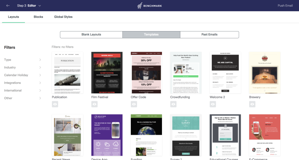 screenshot of Benchmark Email